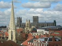 York Minster across York rooftops